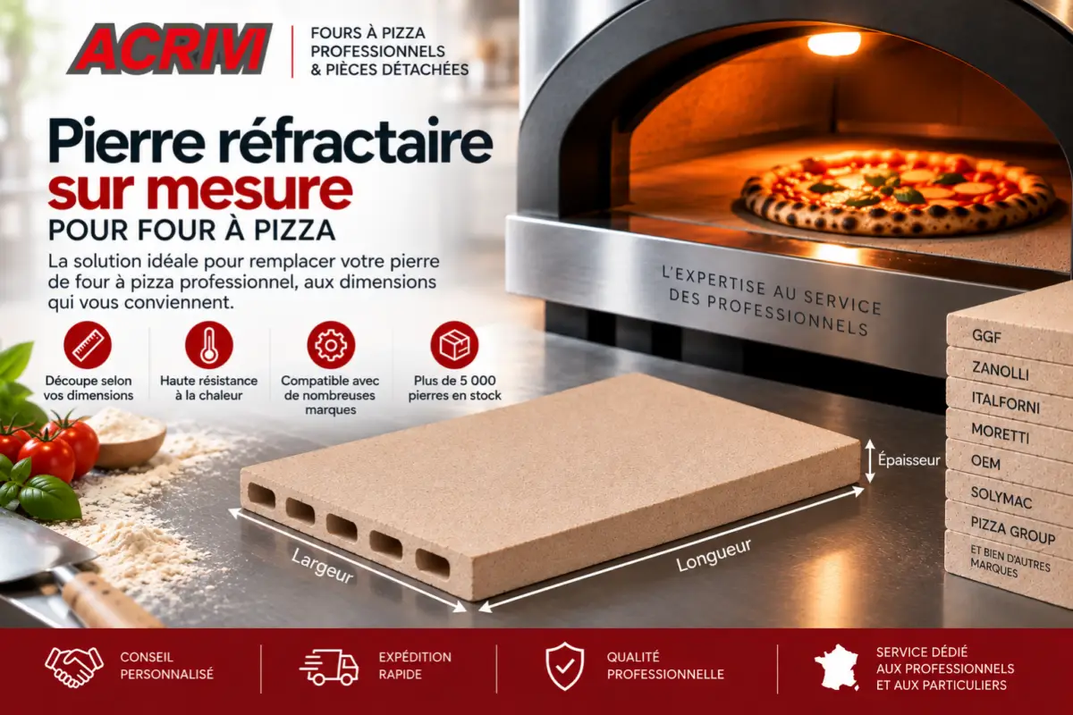 Pierre réfractaire sur mesure pour four à pizza professionnel ACRIVI